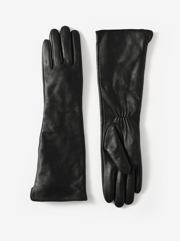 Mint Velvet Black Leather Long Gloves - Image 2 of 4 Mint Velvet Black Leather Long Gloves - Image 2 of 4