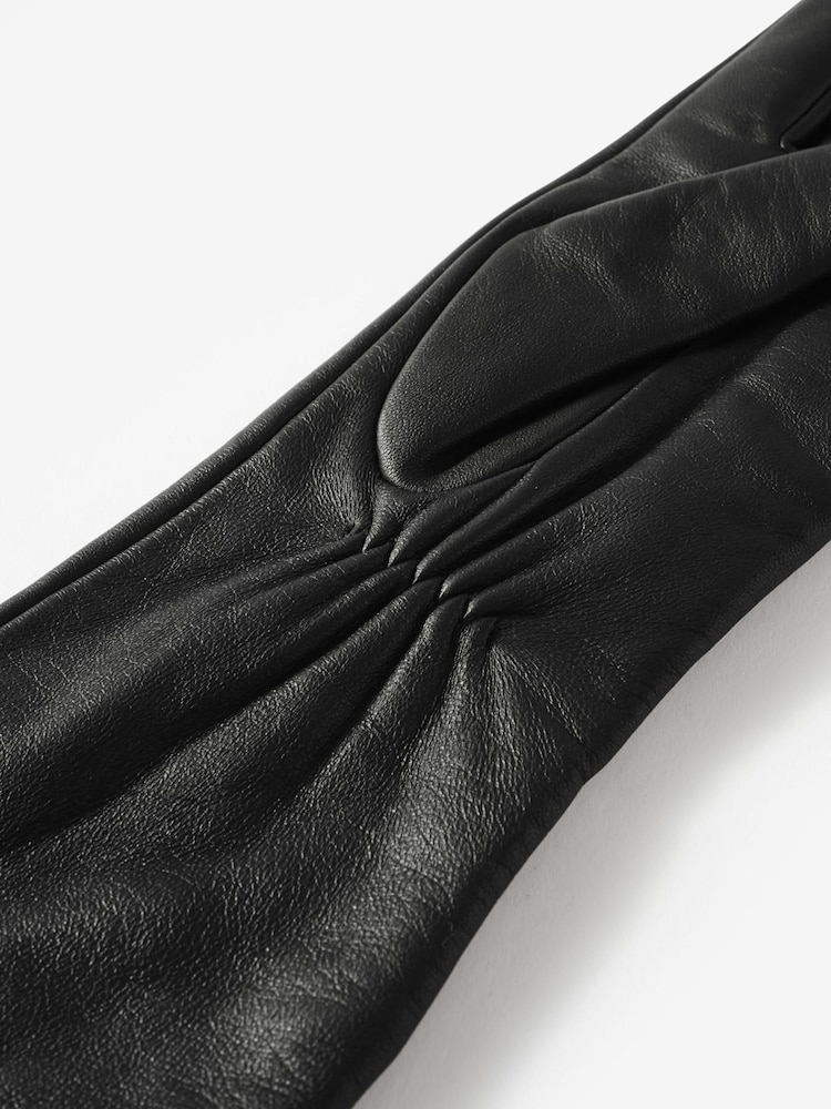 Mint Velvet Black Leather Long Gloves - Image 4 of 4 Mint Velvet Black Leather Long Gloves - Image 4 of 4