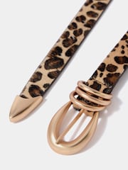 Mint Velvet Brown Leopard Print Textured Belt - Image 4 of 4