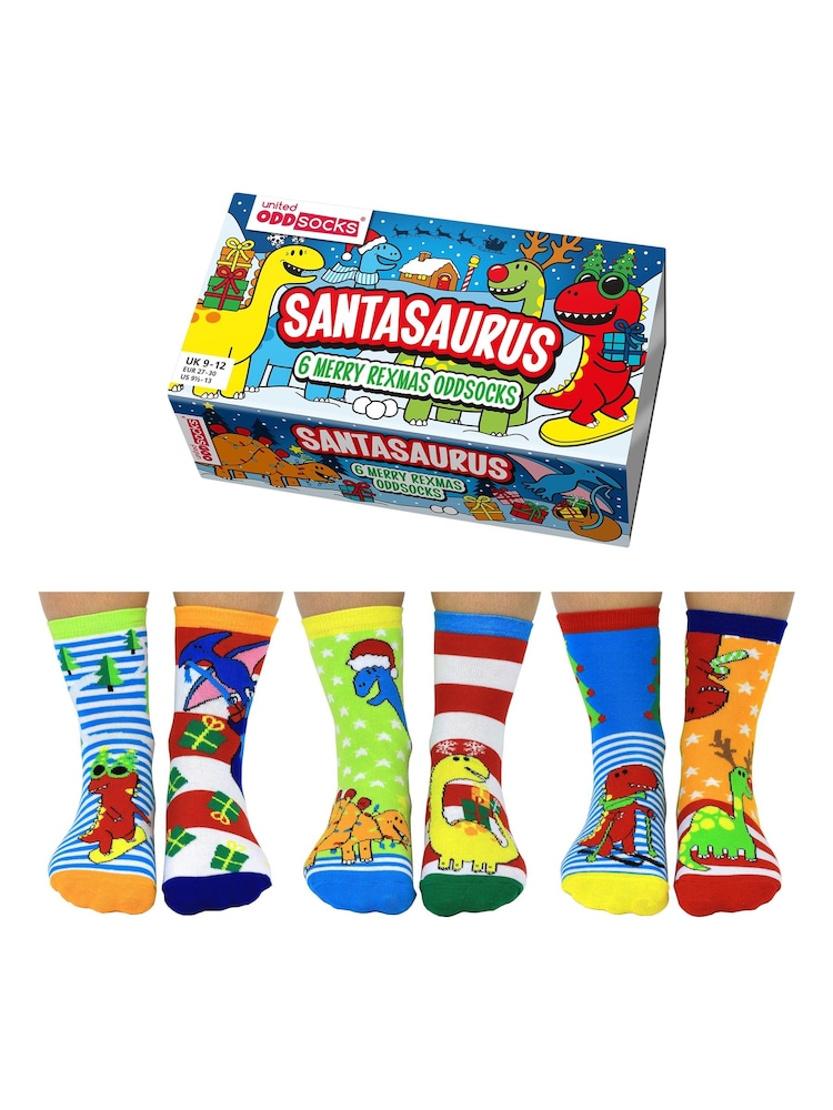 United Odd Socks Black Christmas Santa Saurus Socks - Image 1 of 10