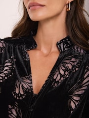 Mint Velvet Black Velvet Butterfly Detail Top - Image 6 of 8