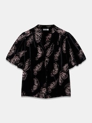 Mint Velvet Black Velvet Butterfly Detail Top - Image 7 of 8
