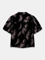 Mint Velvet Black Velvet Butterfly Detail Top - Image 8 of 8