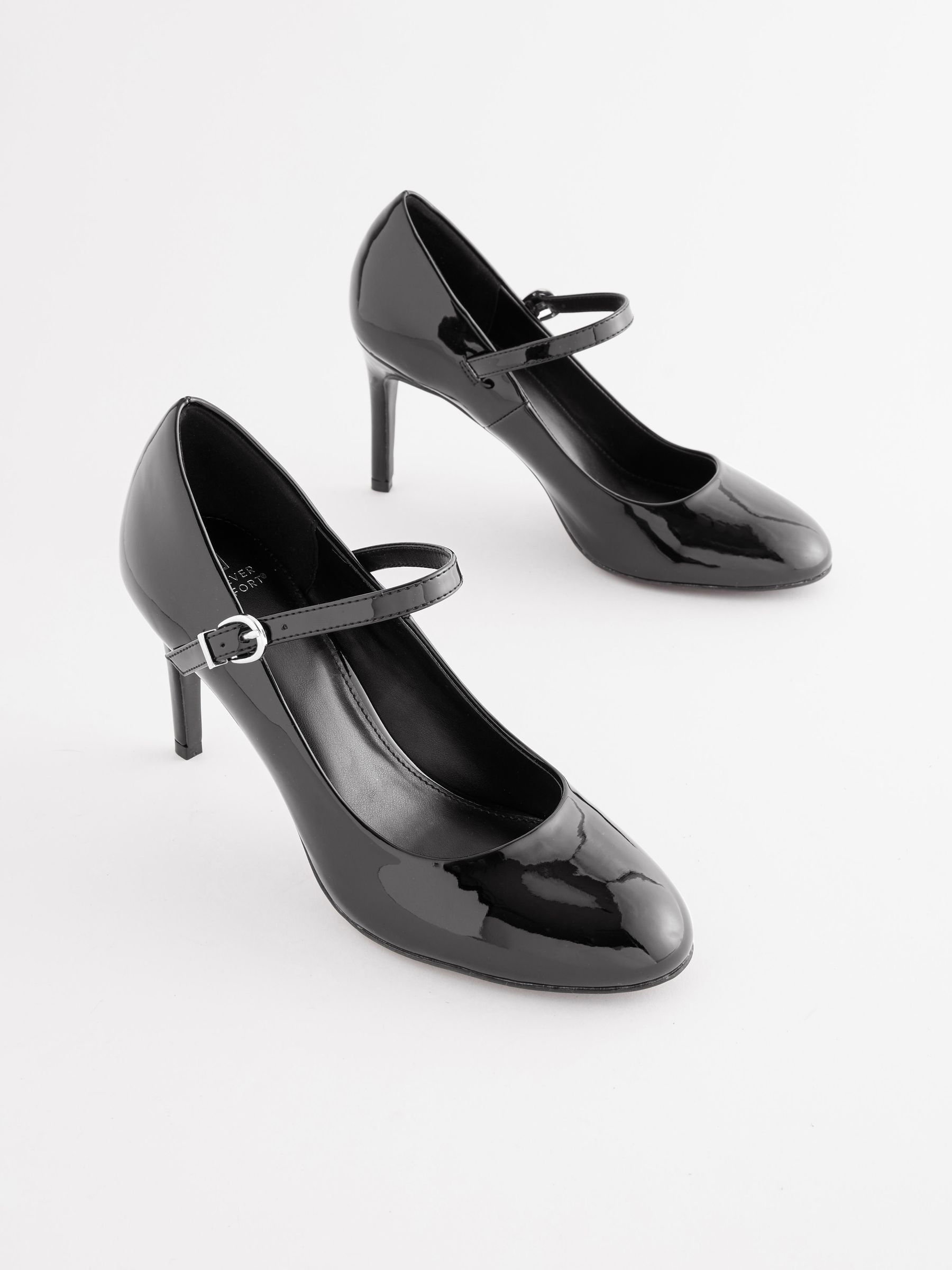 Buy Black Forever Comfort Round Toe Stiletto Mary Jane Heels from Next Oman