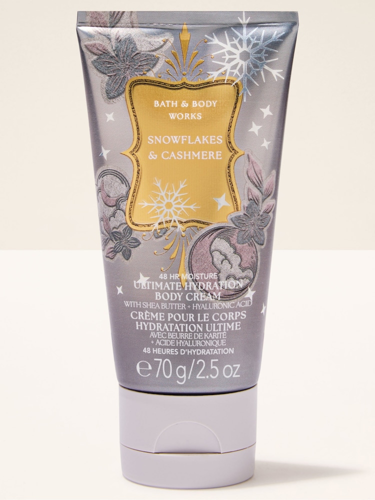 Bath & Body Works Snowflakes and Cashmere Travel Size Ultimate Hydration Body Cream 70g - Image 1 of 3 Bath & Body Works Snowflakes and Cashmere Travel Size Ultimate Hydration Body Cream 70g - Image 1 of 3