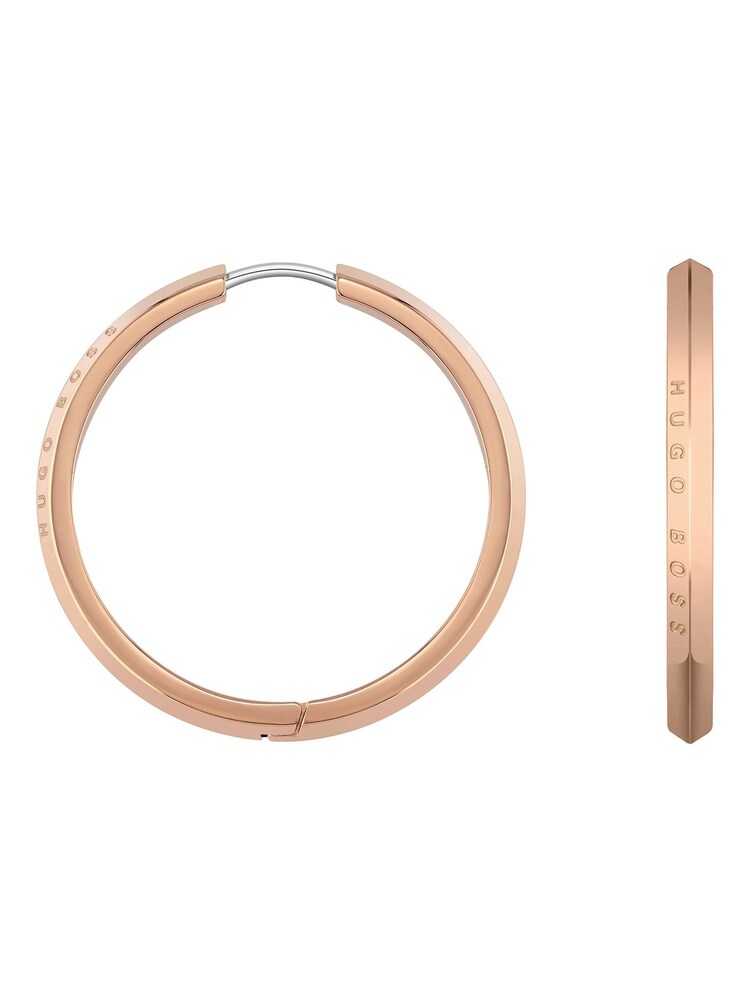 BOSS Gold Tone Insignia Carnation Hoop Earrings - Image 1 of 2