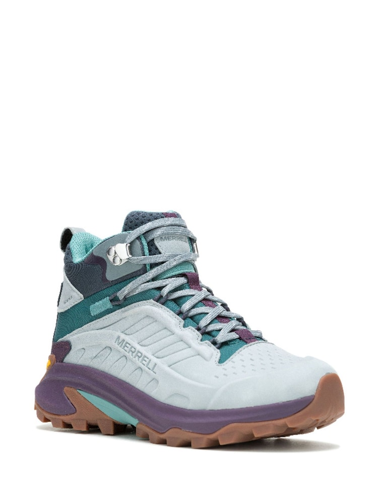 Merrell Blue Moab Speed 2 Ltr Mid Wp Trainers - Image 2 of 6