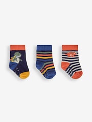 JoJo Maman Bébé Navy 3-Pack Dinosaur Socks - Image 1 of 4