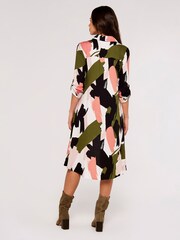 Apricot Green White & Pink Brushstroke Print Dress - Image 2 of 4