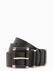AllSaints Black Erma Keeper Belt - Image 1 of 5