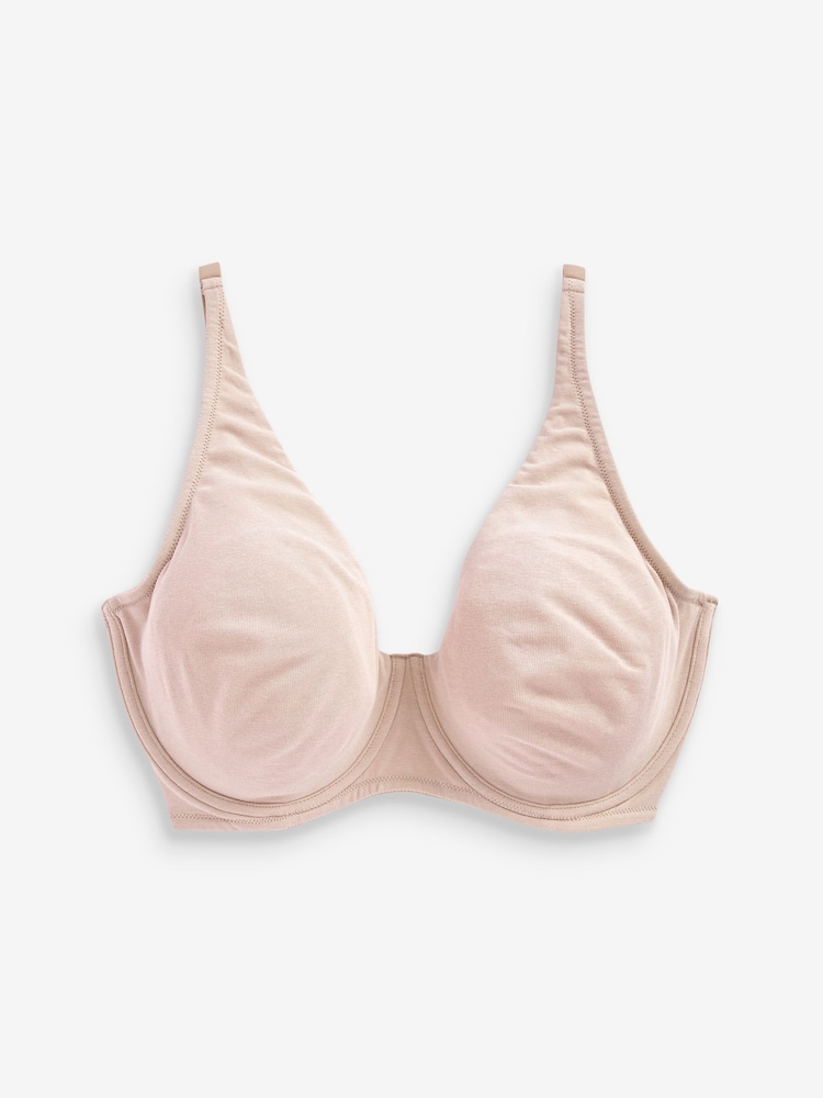 Navy Blue/Pink/White Non Pad Full Cup DD+ Cotton Blend Ultimate Comfort Bras 3 Pack - Image 4 of 5
