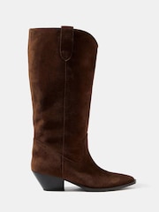 Mint Velvet Brown Dakota Suede Knee High Cowboy Boots - Image 2 of 4