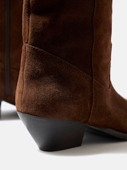 Mint Velvet Brown Dakota Suede Knee High Cowboy Boots - Image 4 of 4