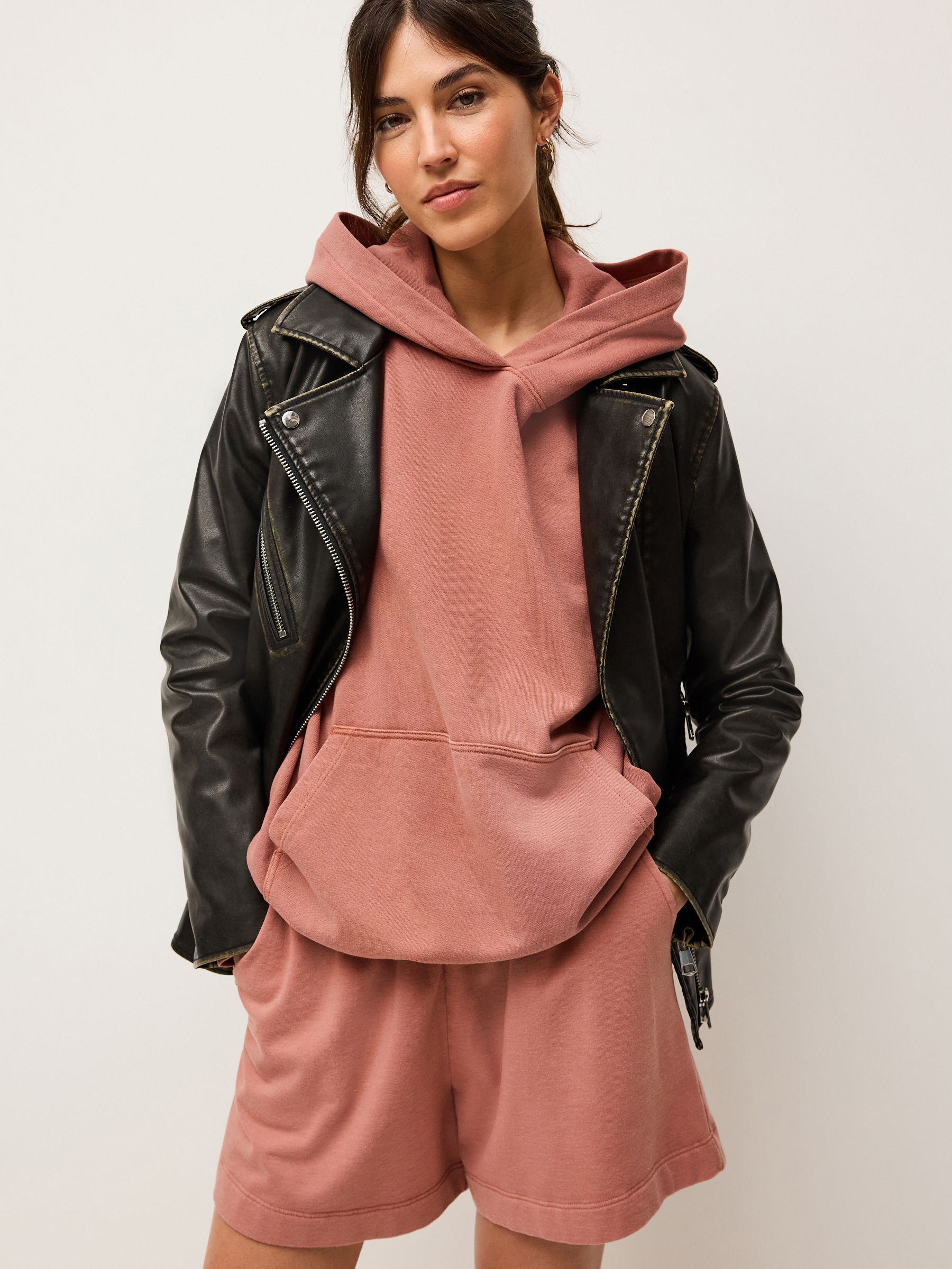 Buy Pink Oversized Relaxed Fit Longline Washed Hoodie from Next Luxembourg