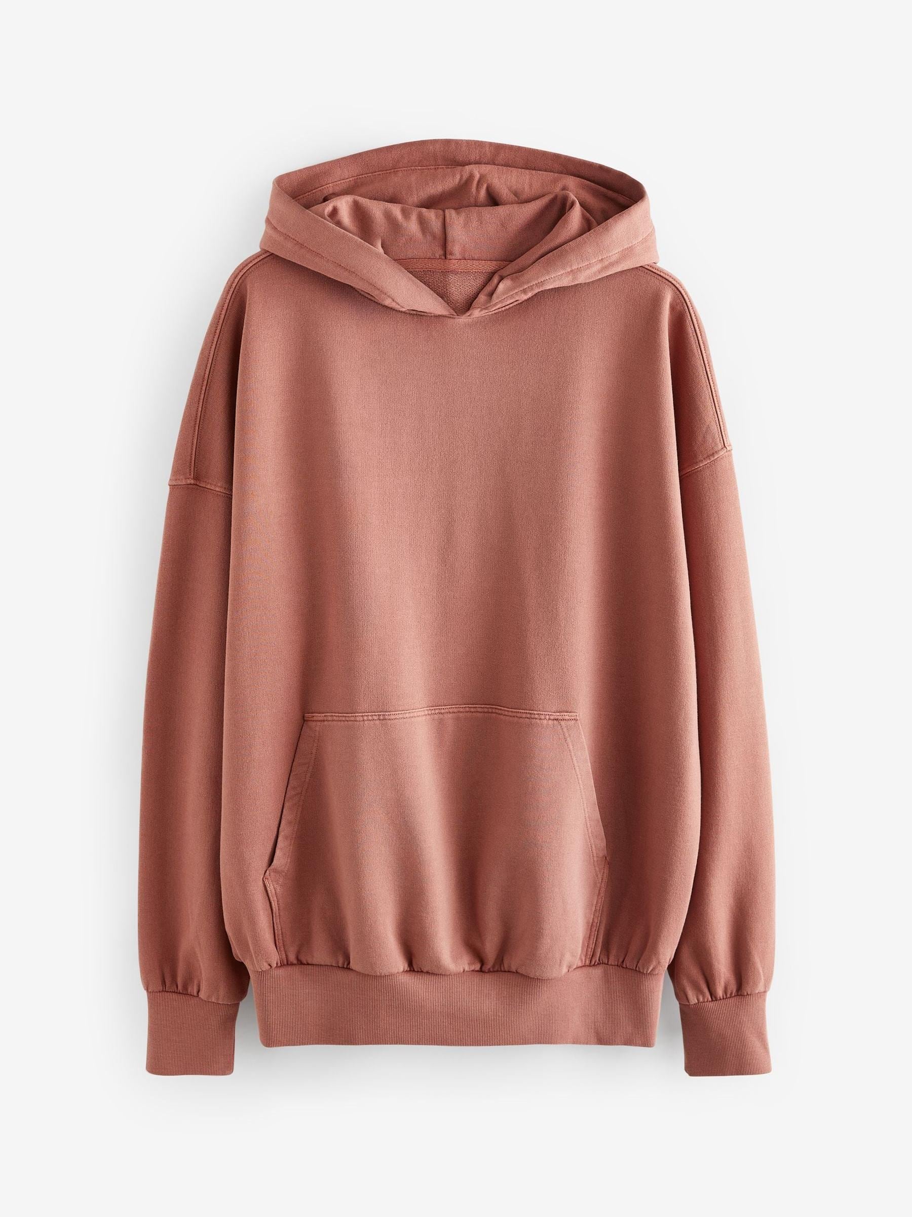 Buy Pink Oversized Relaxed Fit Longline Washed Hoodie from Next Luxembourg