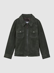 Reiss Forest Green Pike 9-14 yrs Suede Zip Through Jacket - Image 2 of 6