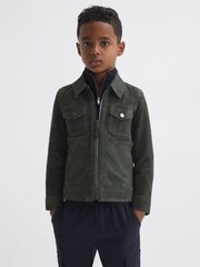 Reiss Forest Green Pike 9-14 yrs Suede Zip Through Jacket - Image 3 of 6
