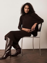Mint Velvet Brown Poncho Knit Midi Dress - Image 2 of 7