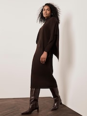 Mint Velvet Brown Poncho Knit Midi Dress - Image 3 of 7