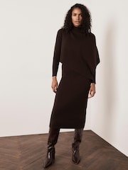 Mint Velvet Brown Poncho Knit Midi Dress - Image 5 of 7