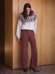 Mint Velvet Brown Cord Barrel Leg Trousers - Image 3 of 7