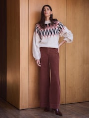 Mint Velvet Brown Cord Barrel Leg Trousers - Image 5 of 7