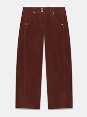 Mint Velvet Brown Cord Barrel Leg Trousers - Image 6 of 7