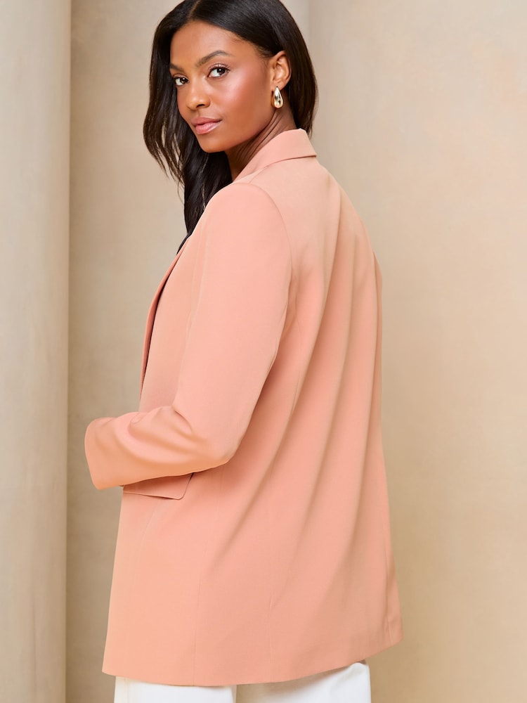 Lipsy Pink Relaxed Longline Tailored Blazer - Image 2 of 4