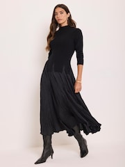 Mint Velvet Black Layered Knit Midi Dress - Image 1 of 8