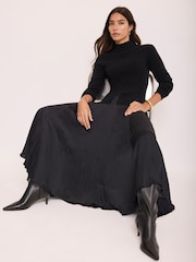 Mint Velvet Black Layered Knit Midi Dress - Image 2 of 8