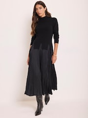 Mint Velvet Black Layered Knit Midi Dress - Image 3 of 8