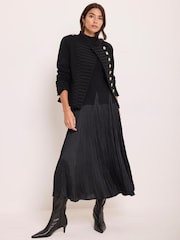 Mint Velvet Black Layered Knit Midi Dress - Image 6 of 8