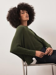 Mint Velvet Green Cape Ribbed Knit Top - Image 2 of 7