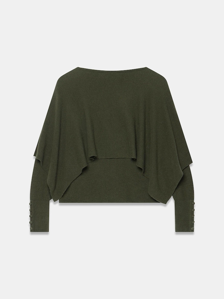 Mint Velvet Green Cape Ribbed Knit Top - Image 7 of 7 Mint Velvet Green Cape Ribbed Knit Top - Image 7 of 7