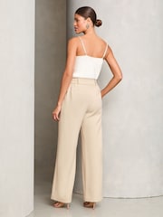 Lipsy Cream Wide Leg D Ring Trousers - Image 4 of 4