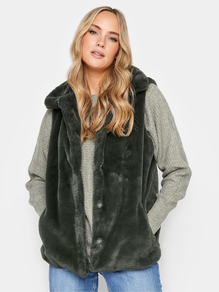 Grün - Long Tall Sally Weste mit Fellimitat - Bild 1 von 4 Grün - Long Tall Sally Weste mit Fellimitat - Bild 1 von 4