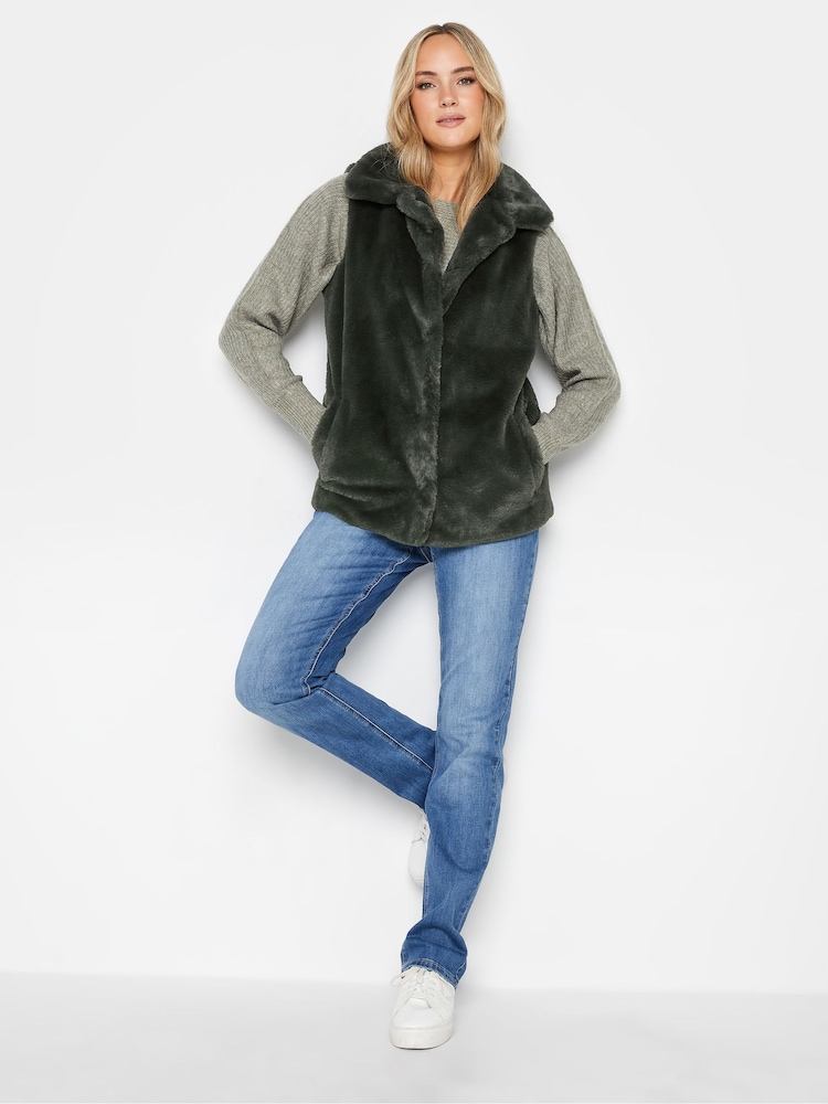 Long Tall Sally Green Faux Fur Gilet - Image 2 of 4