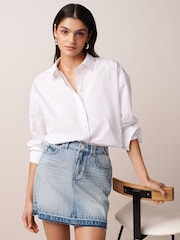 Mid Blue 100% Cotton Vintage Denim Mini Skirt - Image 1 of 7