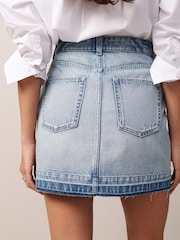 Mid Blue 100% Cotton Vintage Denim Mini Skirt - Image 4 of 7