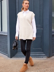 Cream Knit Heart Patchwork Tank Top - Image 2 of 8