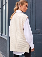 Cream Knit Heart Patchwork Tank Top - Image 3 of 8