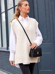Cream Knit Heart Patchwork Tank Top - Image 4 of 8