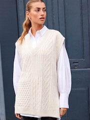 Cream Knit Heart Patchwork Tank Top - Image 5 of 8