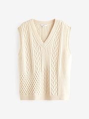 Cream Knit Heart Patchwork Tank Top - Image 7 of 8