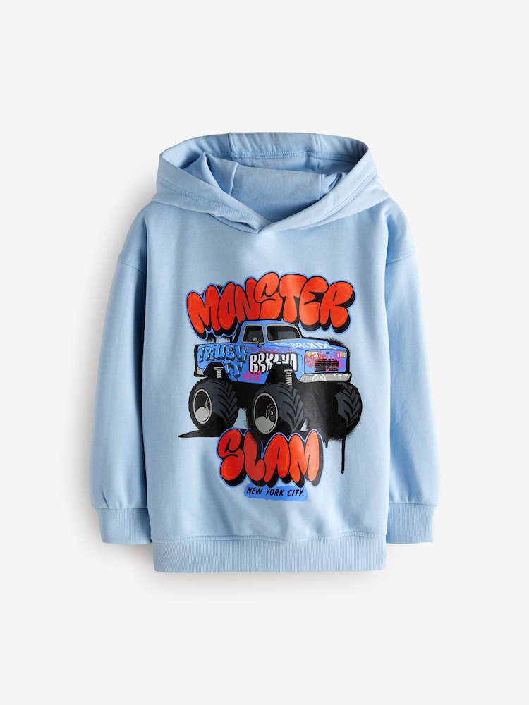 Blue Monster Truck Graphic Hoodie (3-16yrs) - Image 1 of 4