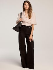 Mint Velvet Natural Pleated Puff Sleeve Blouse - Image 4 of 7