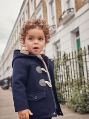 Navy Blue Teddy Fleece Lined Duffle Coat (3mths-7yrs) - Image 1 of 10