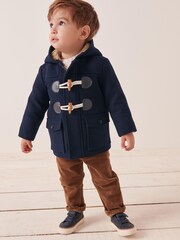 Navy Blue Teddy Fleece Lined Duffle Coat (3mths-7yrs) - Image 2 of 10