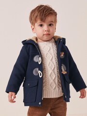 Navy Blue Teddy Fleece Lined Duffle Coat (3mths-7yrs) - Image 4 of 10