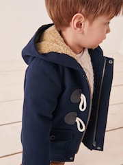 Navy Blue Teddy Fleece Lined Duffle Coat (3mths-7yrs) - Image 6 of 10